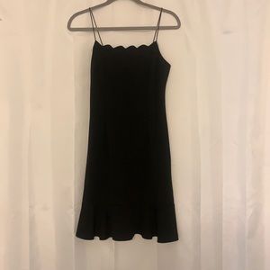 Black Dress with Scallop Trim